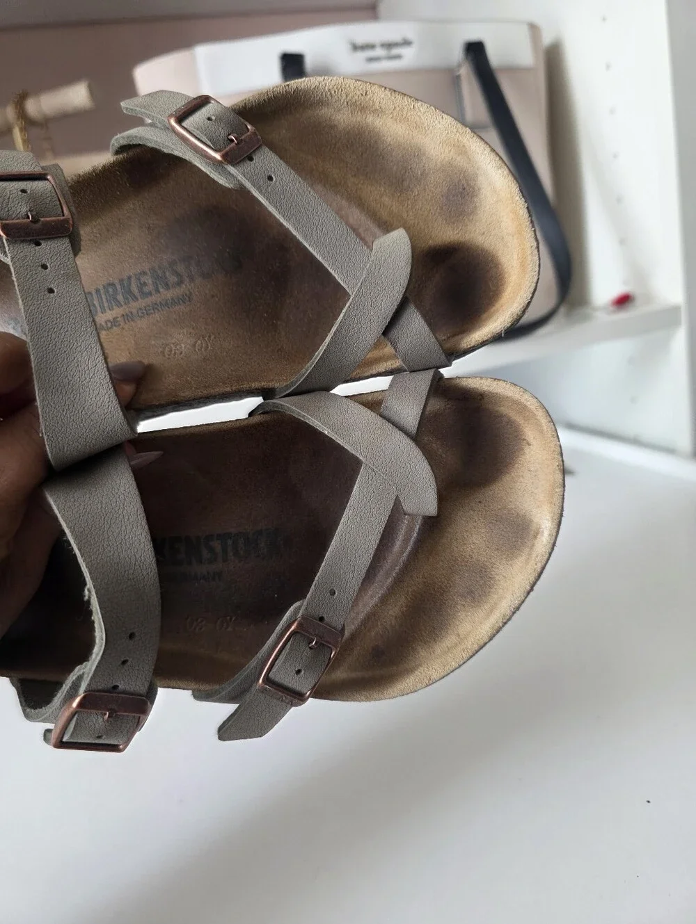 Birkenstock Brown Suede Two-Strap Sandals